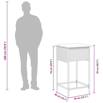 havebarstole med hynder 2 stk. sort polyrattan