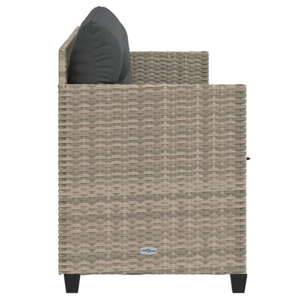 loungesofa med hynder polyrattan lysegrå