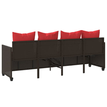 loungesofa med hynder polyrattan brun