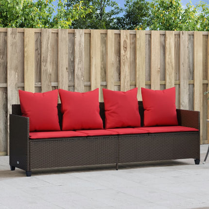 loungesofa med hynder polyrattan brun