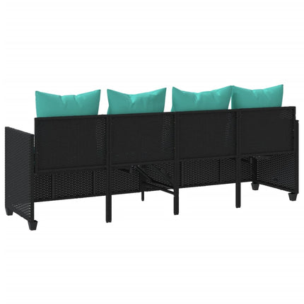 loungesofa med hynder polyrattan sort