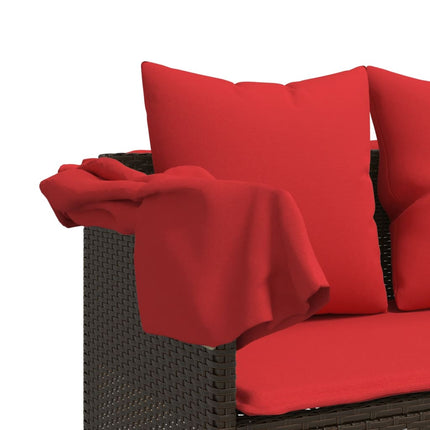loungesofa med baldakin og hynder polyrattan brun