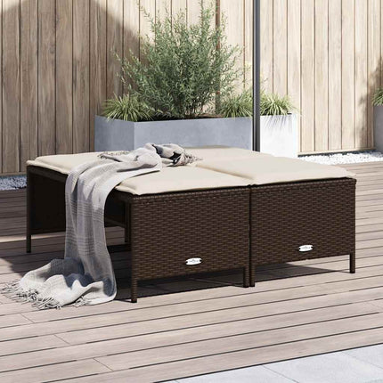haveskamler 4 stk. med hynder polyrattan brun
