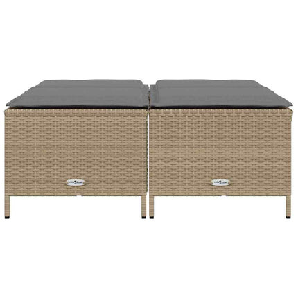 haveskamler 4 stk. med hynder polyrattan beige