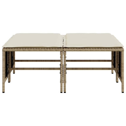 haveskamler 4 stk. med hynder polyrattan beige