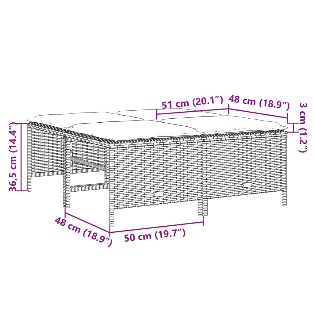 haveskamler 4 stk. med hynder polyrattan beige