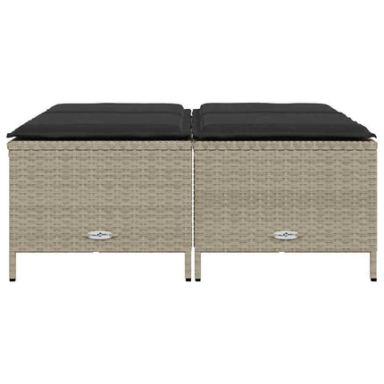 haveskamler 4 stk. med hynder polyrattan lysegrå