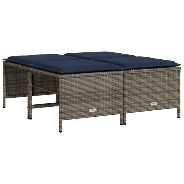haveskamler med hynder 4 stk. grå polyrattan