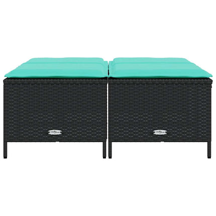 haveskamler med hynder 4 stk. sort polyrattan