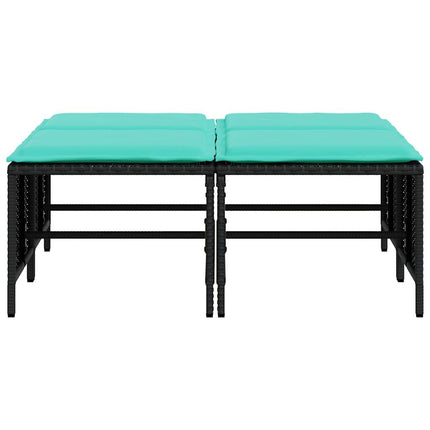 haveskamler med hynder 4 stk. sort polyrattan