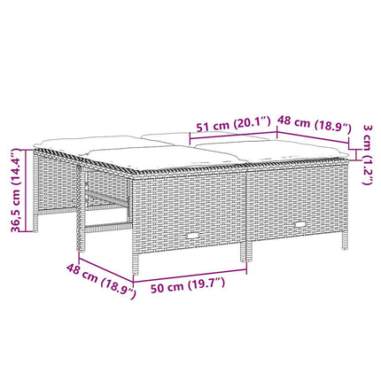 haveskamler med hynder 4 stk. sort polyrattan