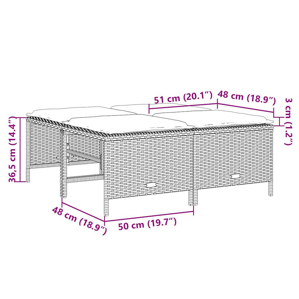 haveskamler med hynder 4 stk. sort polyrattan