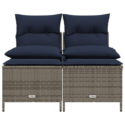havesofasæt med 4 dele og hynder grå polyrattan