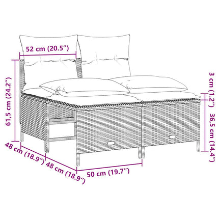 havesofasæt med 4 dele og hynder sort polyrattan