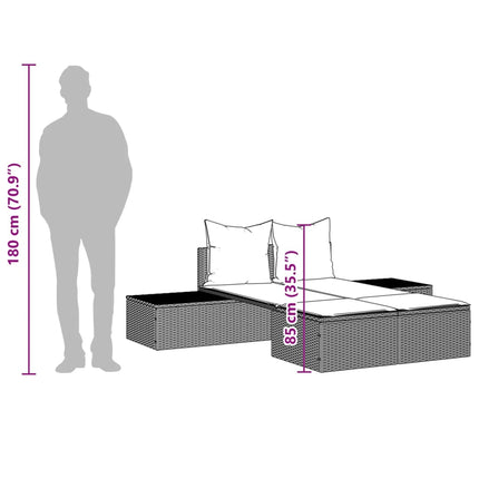 solseng med hynder polyrattan brun