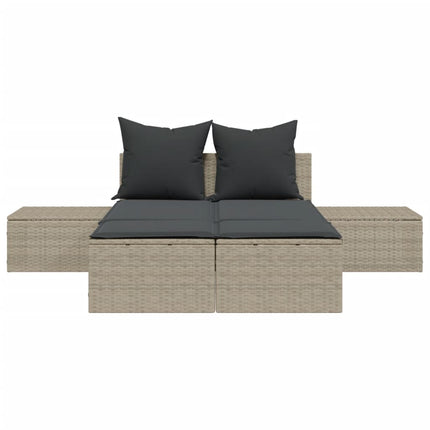 solseng med hynder polyrattan lysegrå