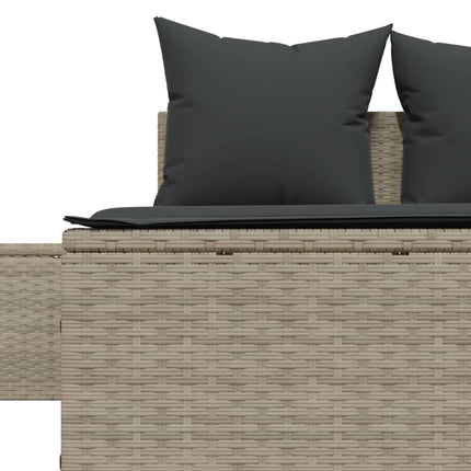 solseng med hynder polyrattan lysegrå