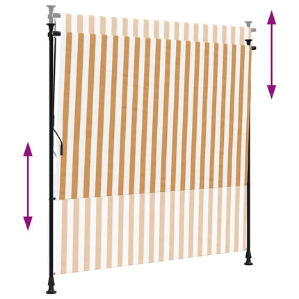 udendørs rullegardin 150x270 cm stof og stål orange og hvid
