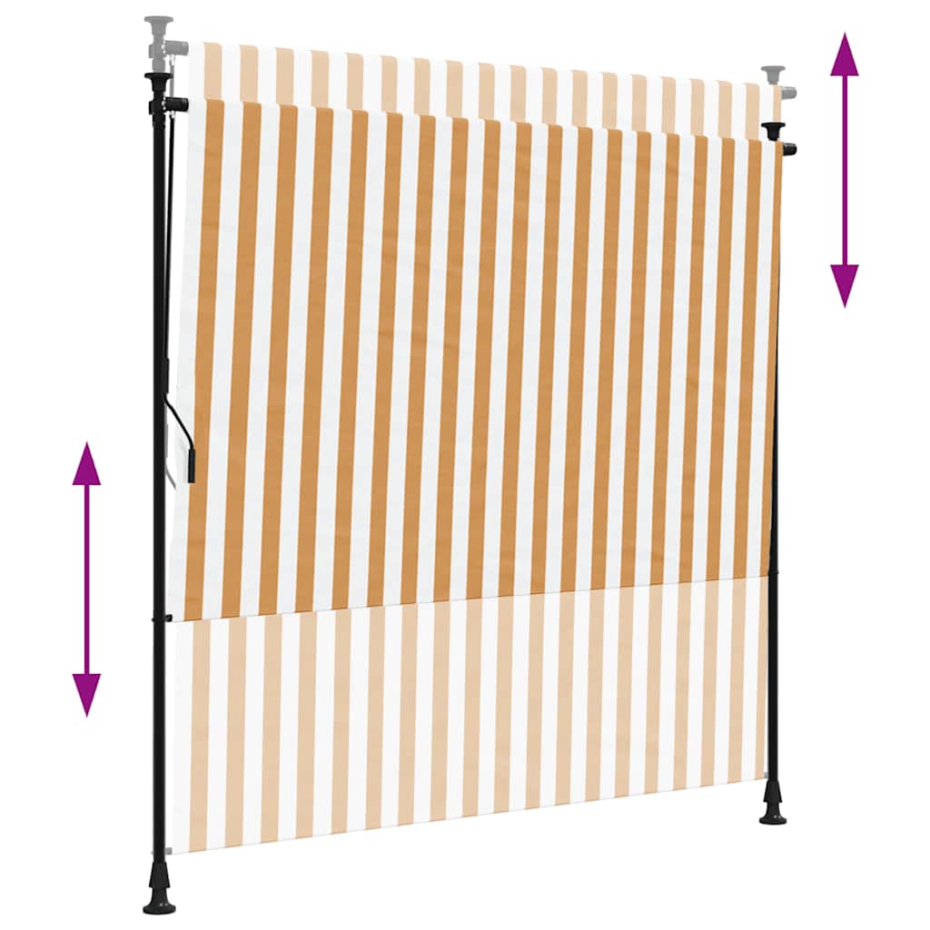 udendørs rullegardin 200x270 cm stof og stål orange og hvid