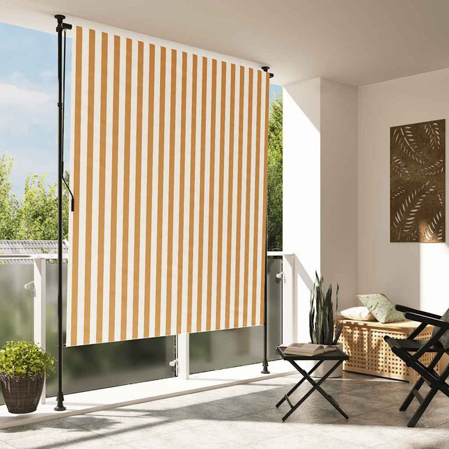 udendørs rullegardin 200x270 cm stof og stål orange og hvid