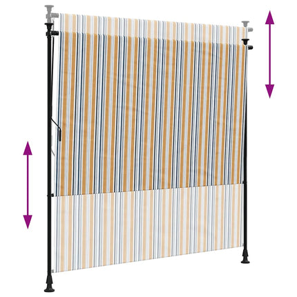 udendørs rullegardin 150x270 cm stof og stål gul og hvid