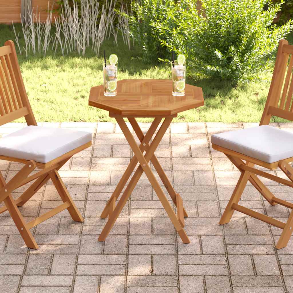 bordplade 60x60x2,5 cm ottekantet massivt teaktræ billede