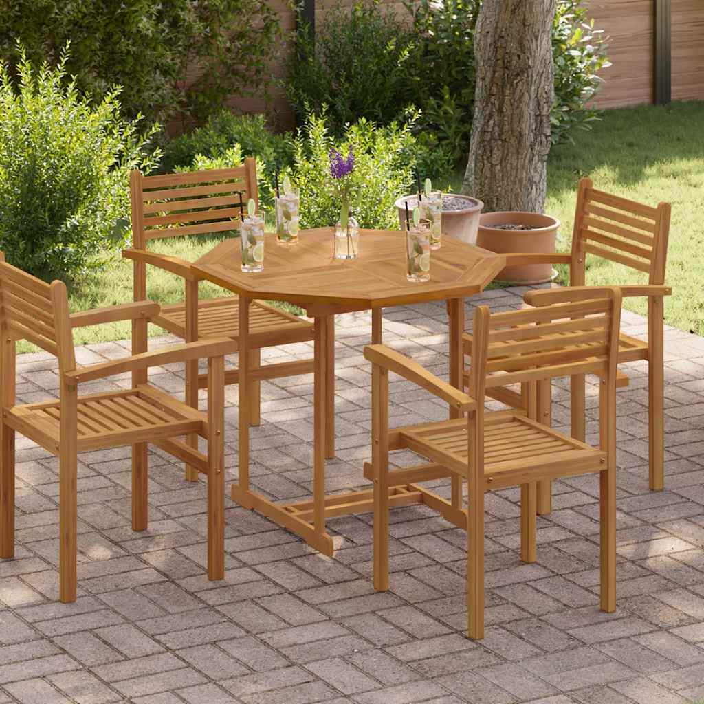 bordplade 90x90x2,5 cm ottekantet massivt teaktræ billede