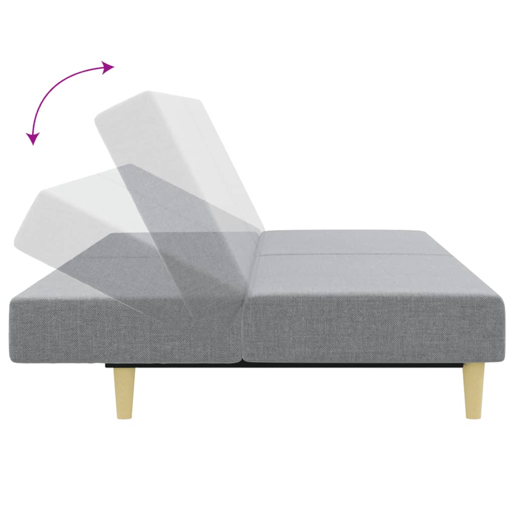 2-personers sovesofa med fodskammel stof lysegrå