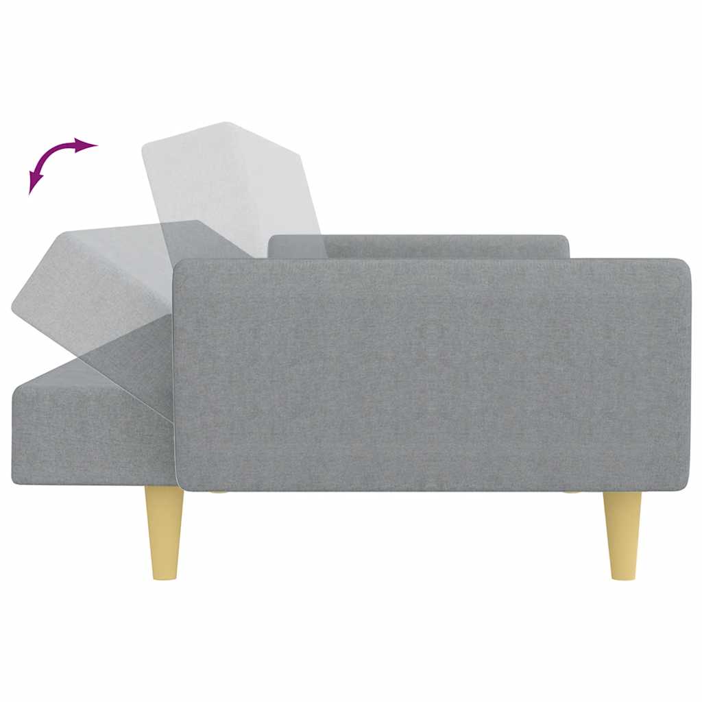 2-personers sovesofa med fodskammel stof lysegrå