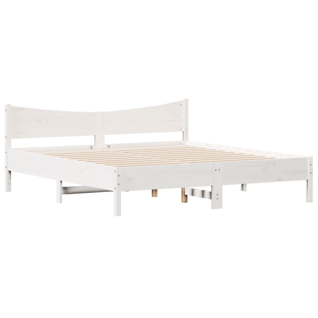 sengeramme uden madras 200x200 cm massivt fyrretræ hvid