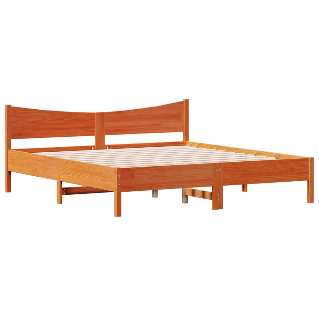 sengeramme uden madras 200x200 cm massivt fyrretræ gyldenbrun