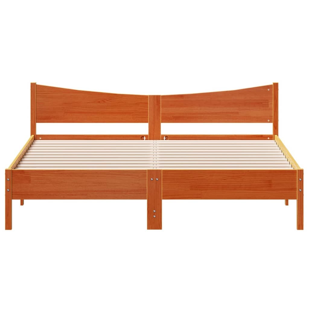 sengeramme uden madras 200x200 cm massivt fyrretræ gyldenbrun
