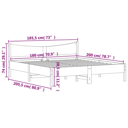 sengeramme uden madras 180x200 cm massivt fyrretræ