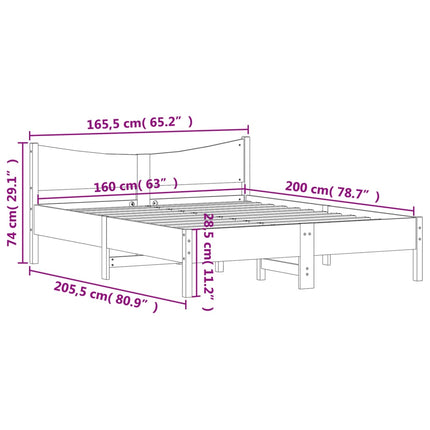 sengeramme uden madras 160x200 cm massivt fyrretræ gyldenbrun