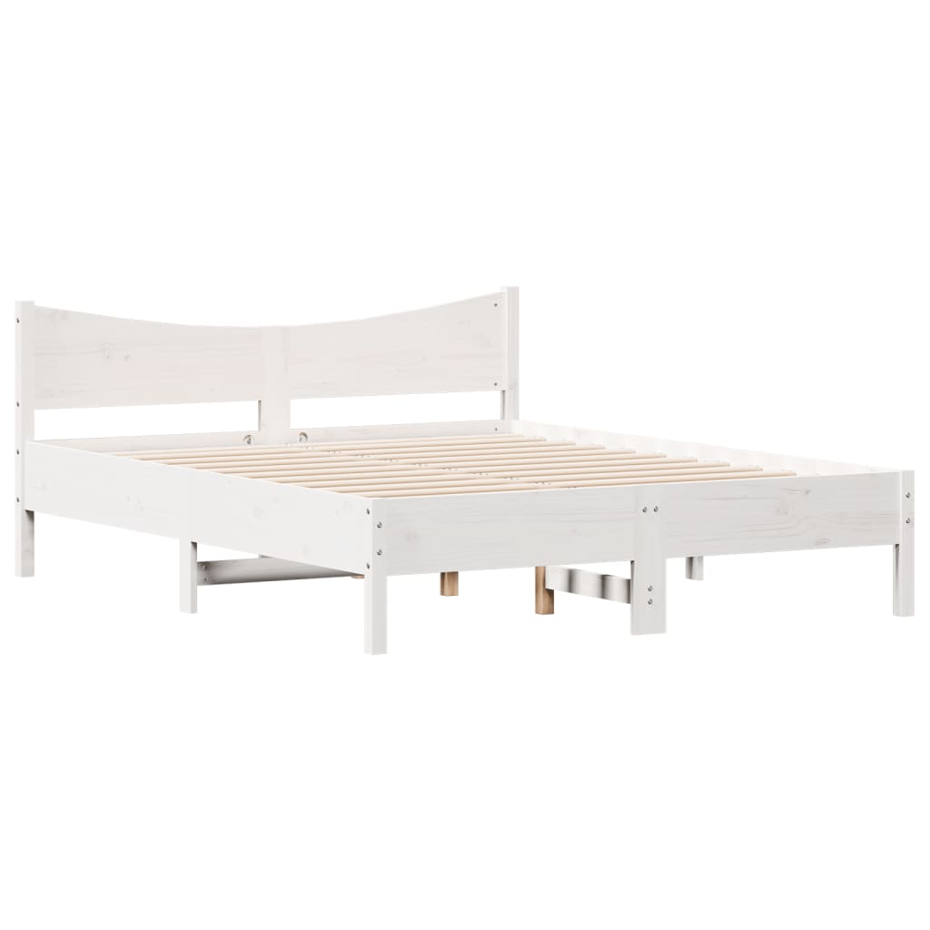 sengeramme uden madras 150x200 cm massivt fyrretræ hvid