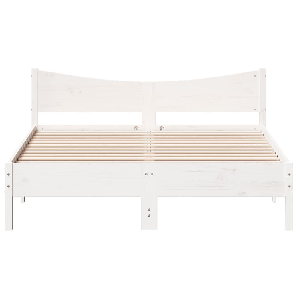 sengeramme uden madras 150x200 cm massivt fyrretræ hvid