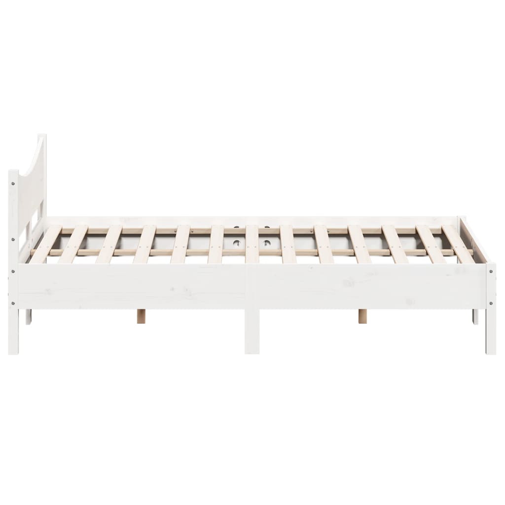 sengeramme uden madras 150x200 cm massivt fyrretræ hvid