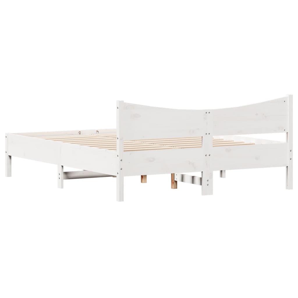 sengeramme uden madras 150x200 cm massivt fyrretræ hvid