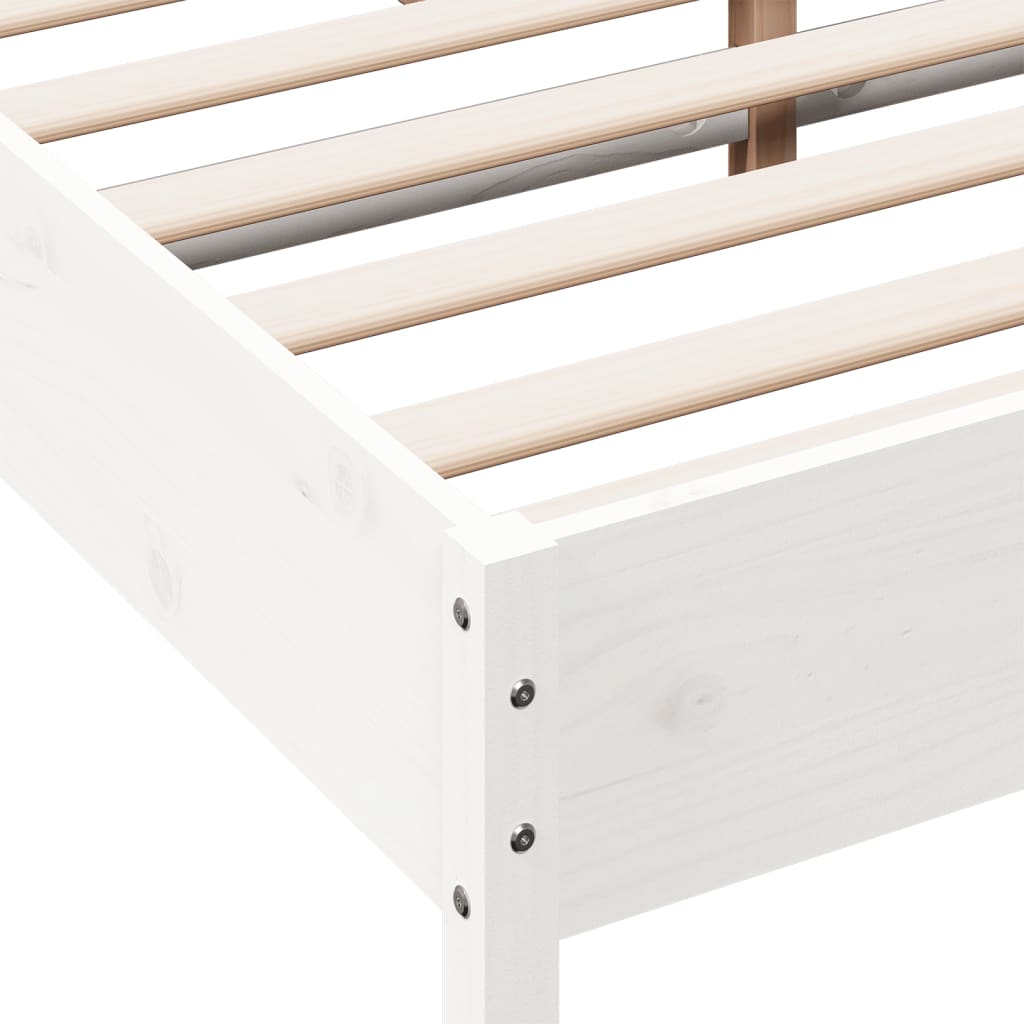 sengeramme uden madras 150x200 cm massivt fyrretræ hvid