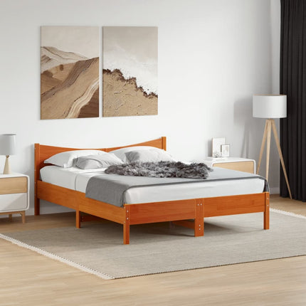 sengeramme uden madras 150x200 cm massivt fyrretræ gyldenbrun