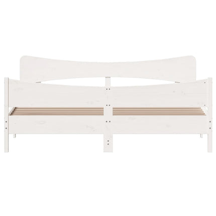sengeramme uden madras 200x200 cm massivt fyrretræ hvid