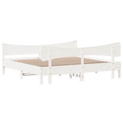 sengeramme uden madras 200x200 cm massivt fyrretræ hvid