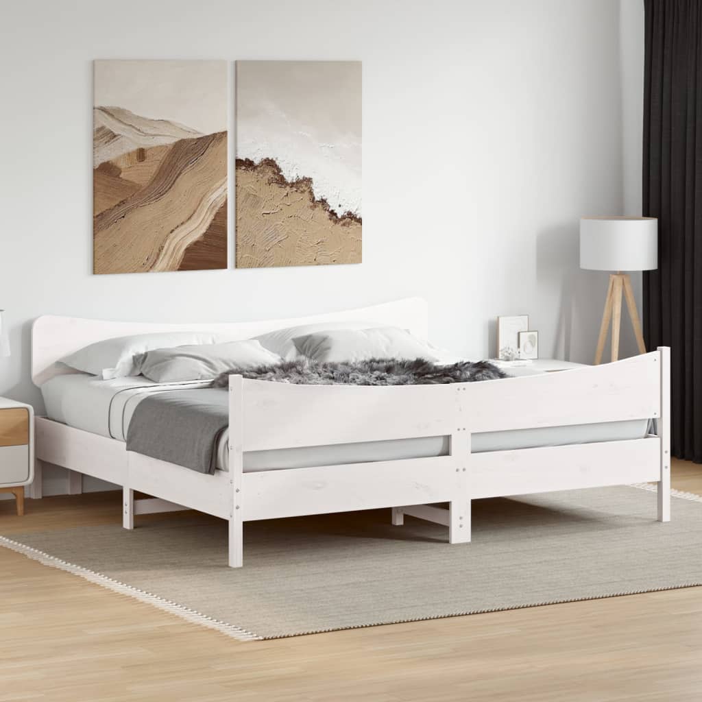 sengeramme uden madras 180x200 cm massivt fyrretræ hvid