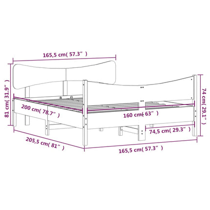 sengeramme uden madras 160x200 cm massivt fyrretræ gyldenbrun