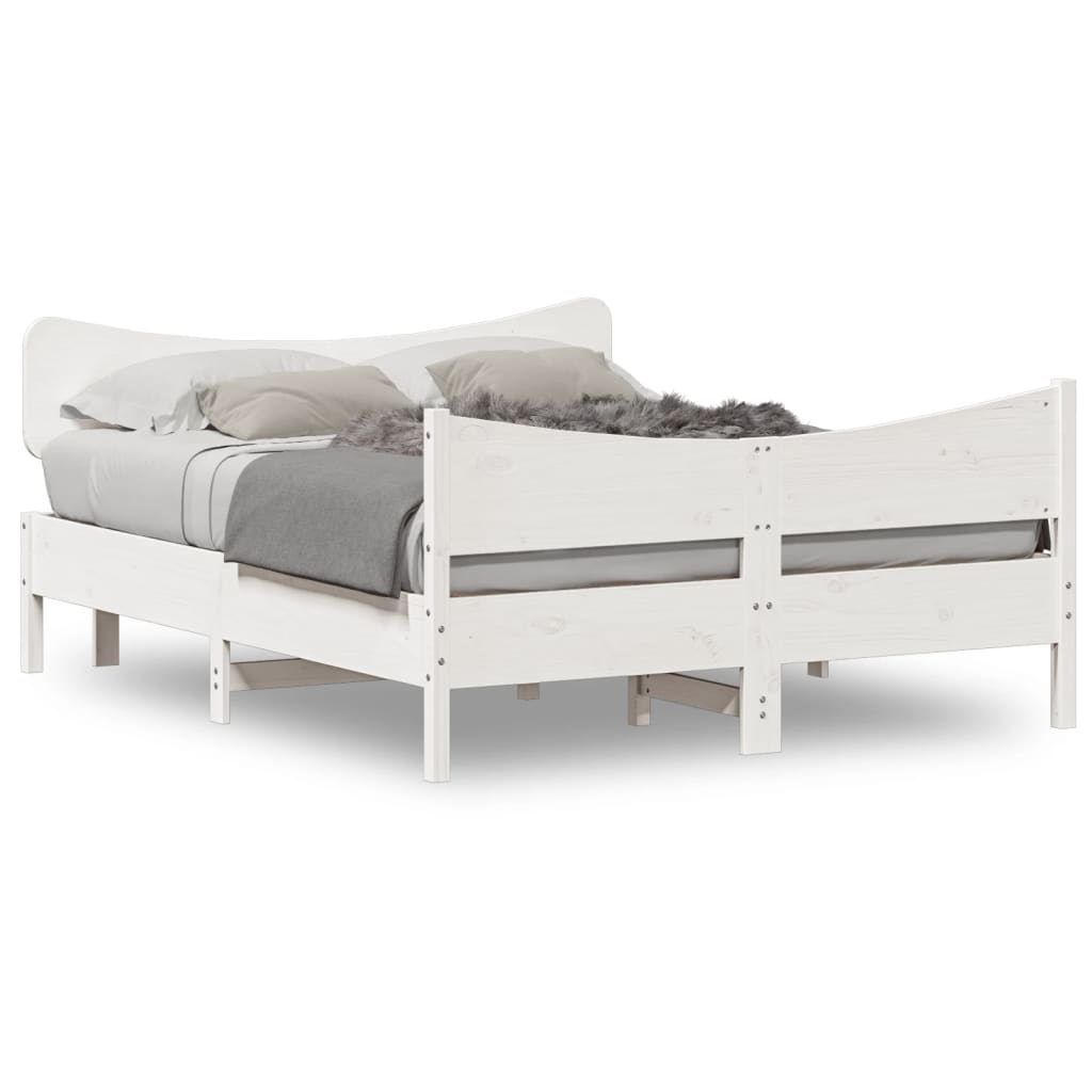 sengeramme uden madras 150x200 cm massivt fyrretræ hvid
