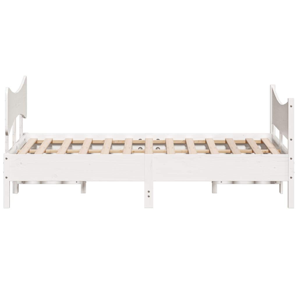sengeramme uden madras 150x200 cm massivt fyrretræ hvid
