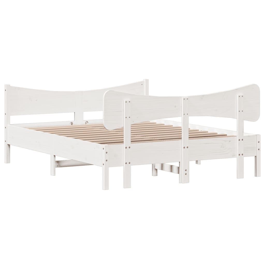 sengeramme uden madras 150x200 cm massivt fyrretræ hvid