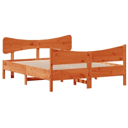 sengeramme uden madras 150x200 cm massivt fyrretræ gyldenbrun