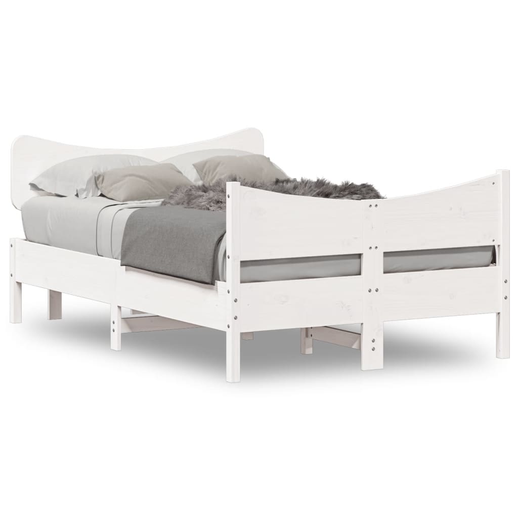 sengeramme uden madras 120x200 cm massivt fyrretræ hvid