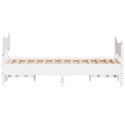 sengeramme uden madras 120x200 cm massivt fyrretræ hvid